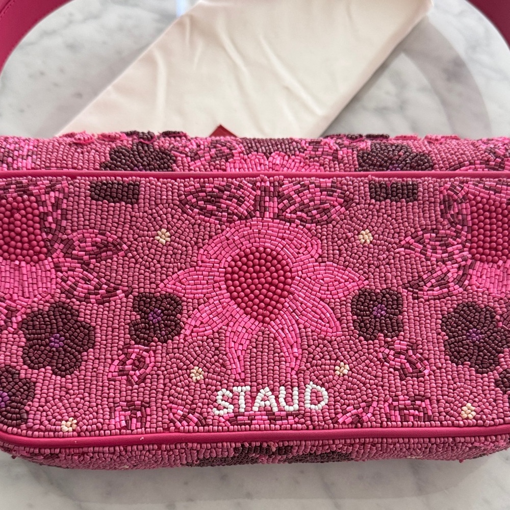 Staud TOMMY BEADED BAG BLOSSOM GARDEN PARTY pink - Picture 10 of 14
